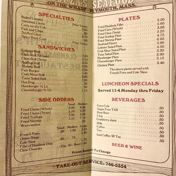 Vintage Souzas Seafood on the Wharf Restaurant Menu Brochure  Pamphlet - Picture 8 of 14